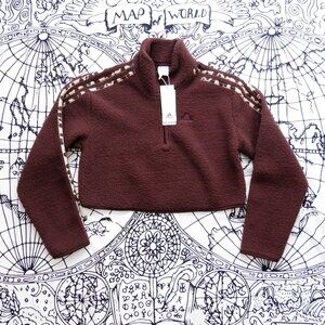 adidas || Essentials Mock Neck Cropped Fleece Quarter Zip Sweater